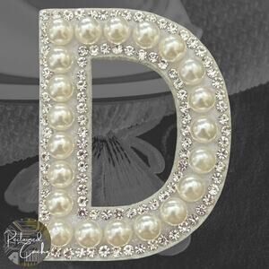 Letter D White Faux Pearl Iron On Patch